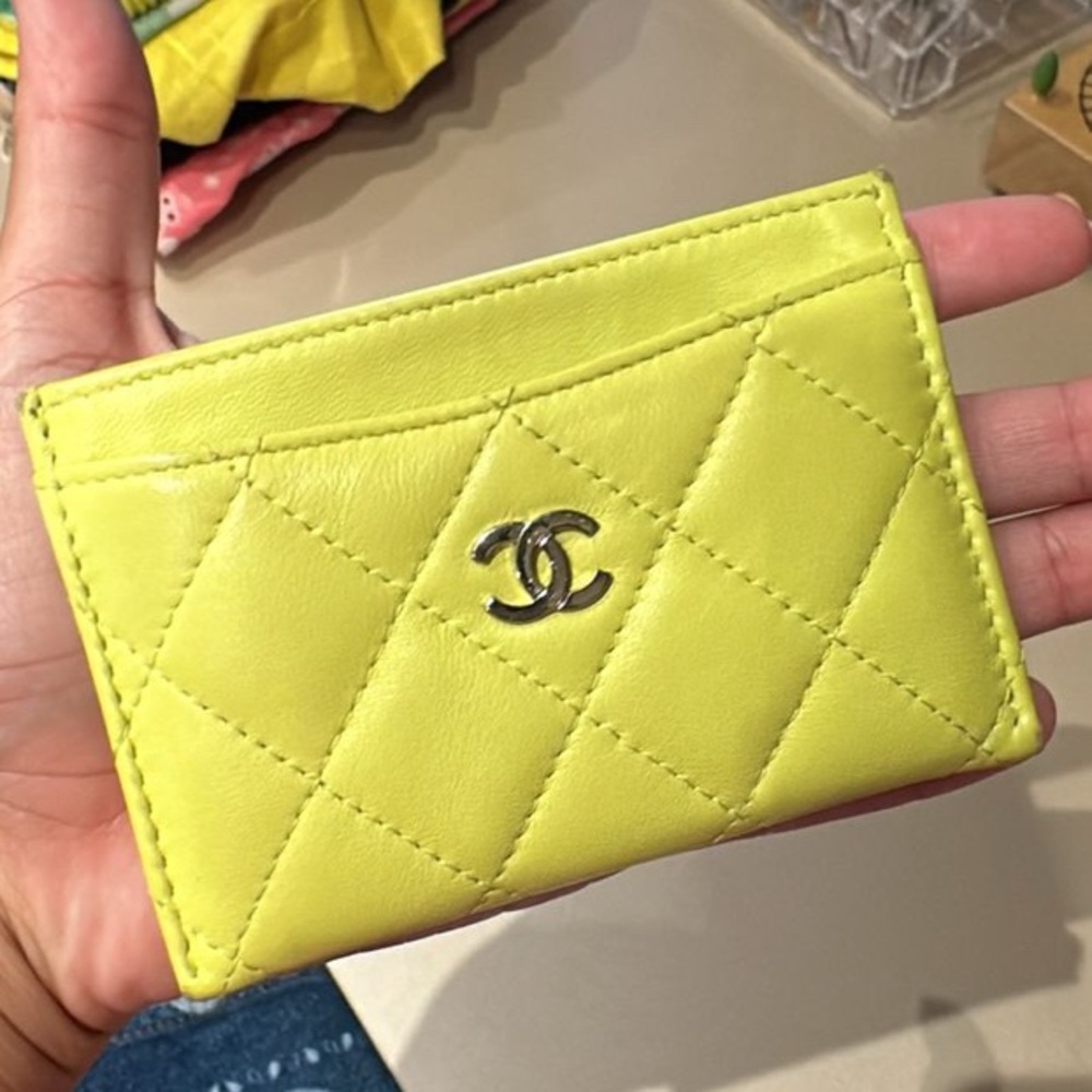 Chanel Quilted Card Holder in Yellow